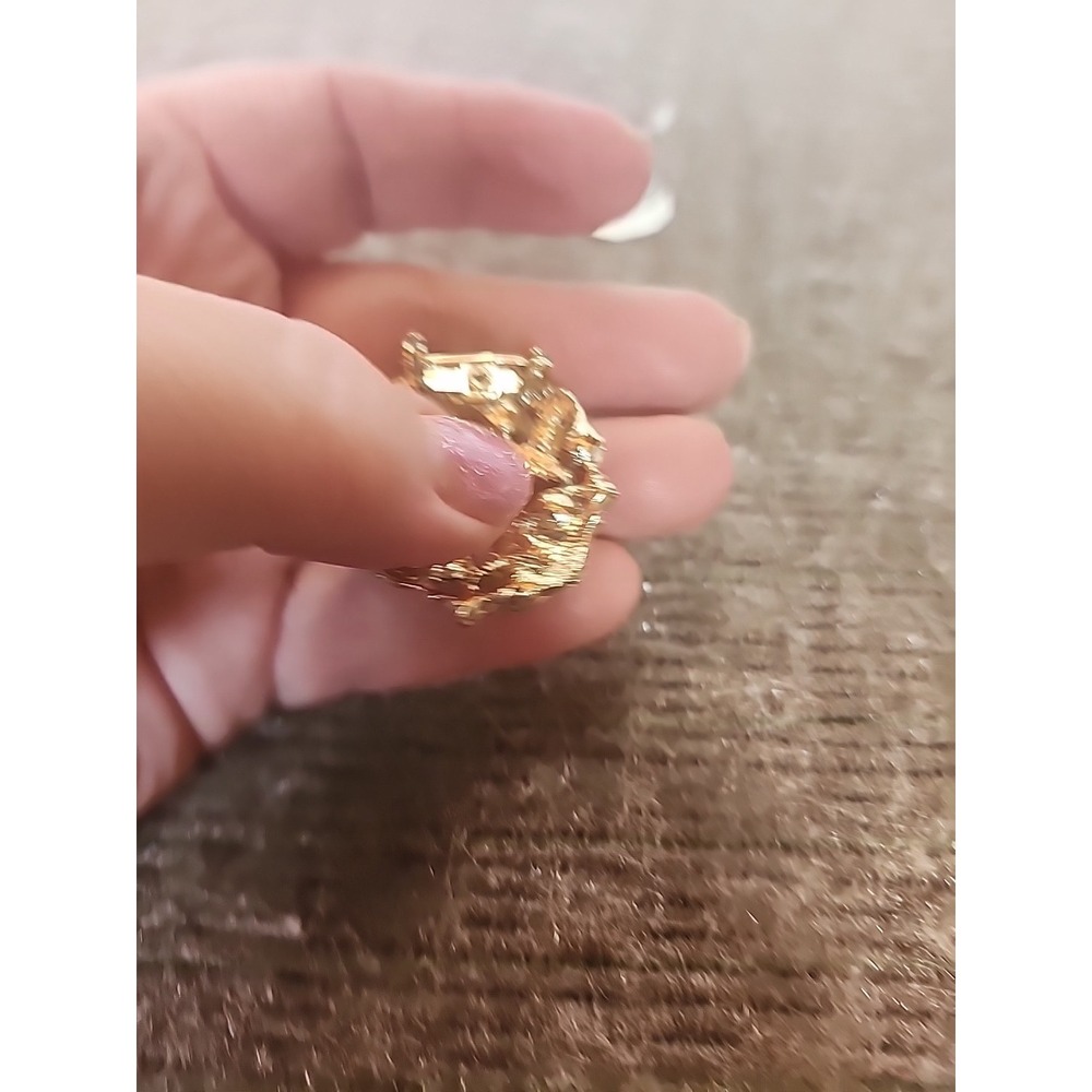 Vintage Gold Tone‎ Wreath Brooch Imitation Pearls & Crystal Rhinestones - Picture 5 of 6